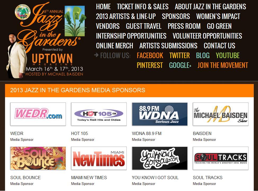 YouKnowIGotSoul.com to Be Media Sponsor in Upcoming 2013 Jazz in the Gardens Festival