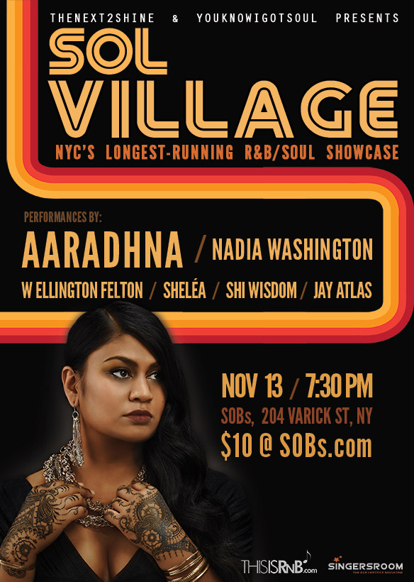 Sol Village Returns to SOBs 11/13 and Once Again Features Aaradhna!