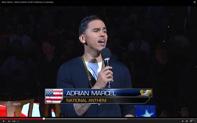 Adrian Marcel Sings the National Anthem at the Golden State Warriors vs. Cleveland Cavaliers Game