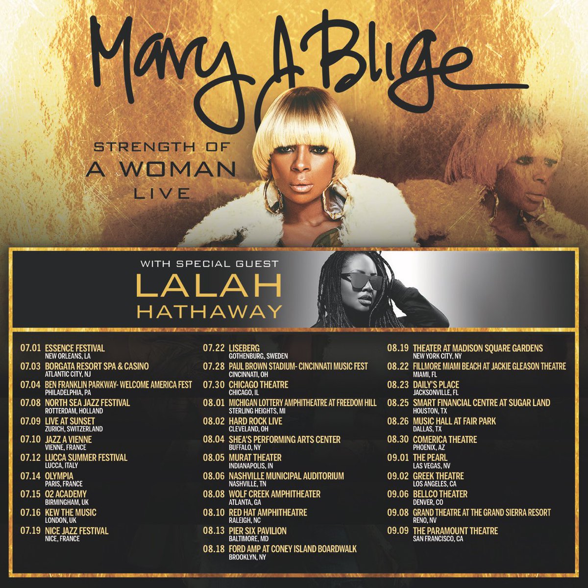 Mary J. Blige Announces "Strength of a Woman" Tour with Lalah Hathaway