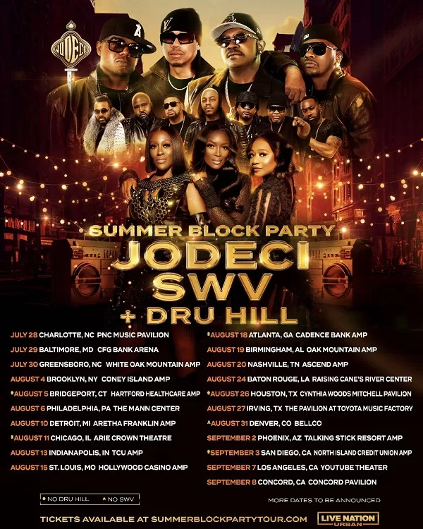 Jodeci Unveils Dates For “Summer Block Party Tour” With SWV & Dru Hill
